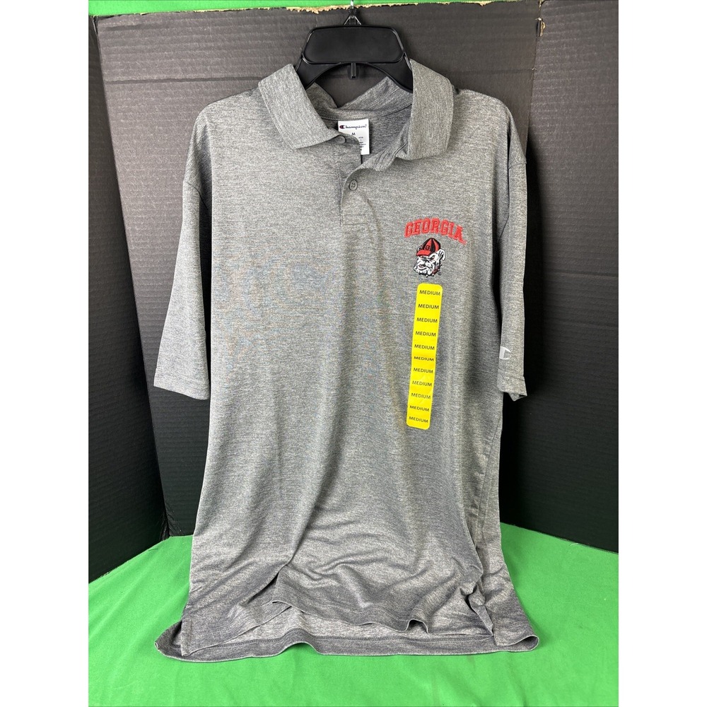 Champion Men's Georgia Bulldogs Short Sleeve Polo Shirt Size M Grey